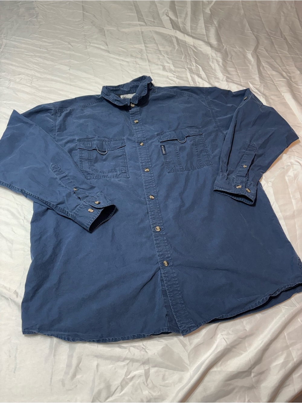 Columbia PFG Navy Blue Vented Fishing Shirt w/ Roll Up Sleeves - Men's XL